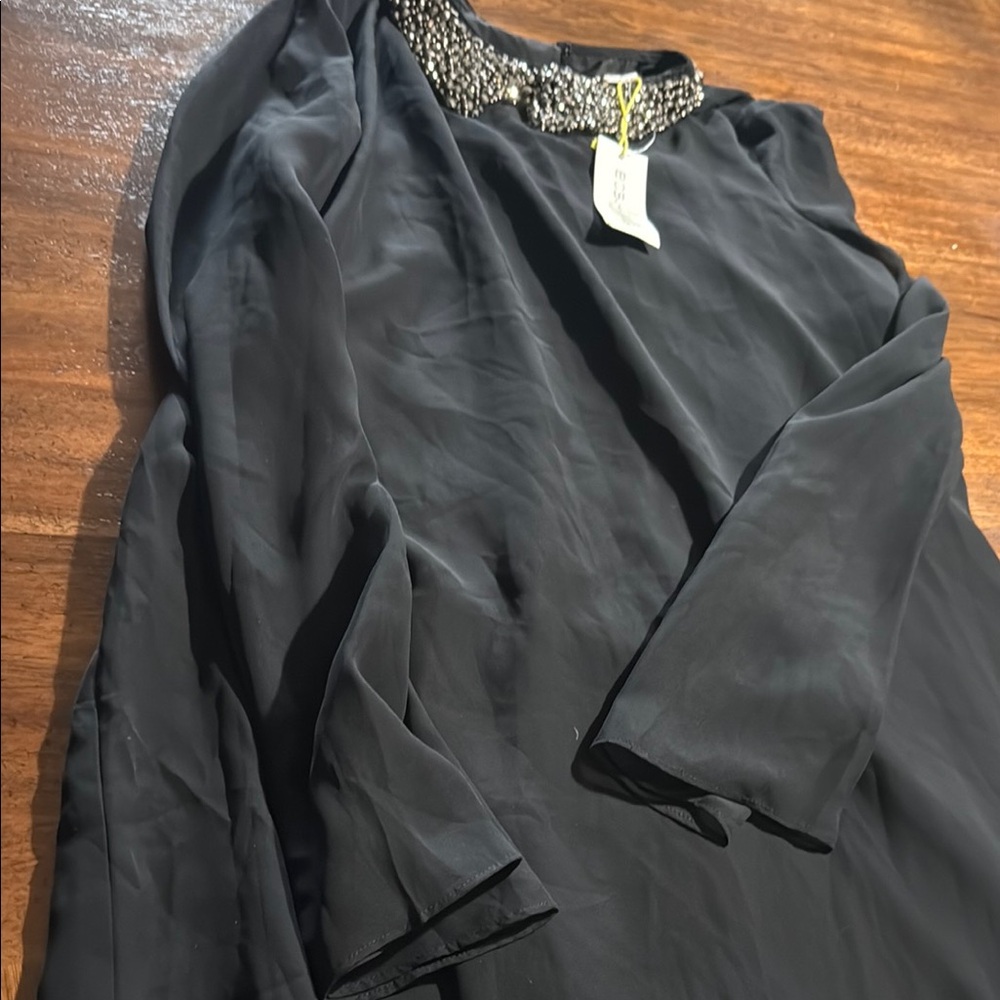 BCBGeneration Sheer Black Long Sleeve Dress